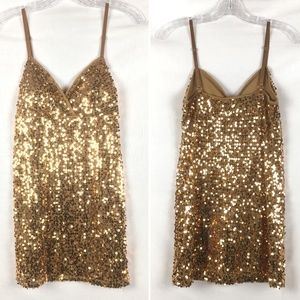 Sequined Mini Dress Gold Bronze Forever 21 Small